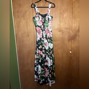 AKIRA Floral Dress with Pink and Green Accents